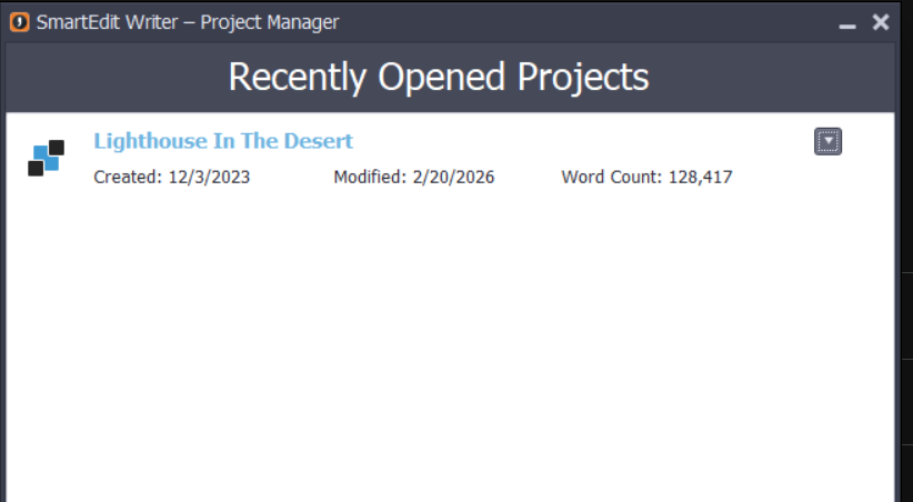A screenshot of Lighthouse in the Desert Project in the SmartEdit Writer App